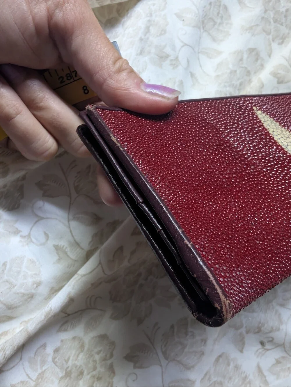 Genuine Stingray Leather Long Wallet with Multiple Card Slots